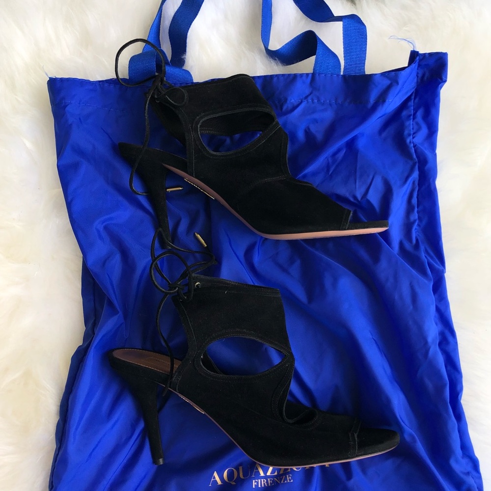 Aquazzura Sexy thing black suede heels 80mm